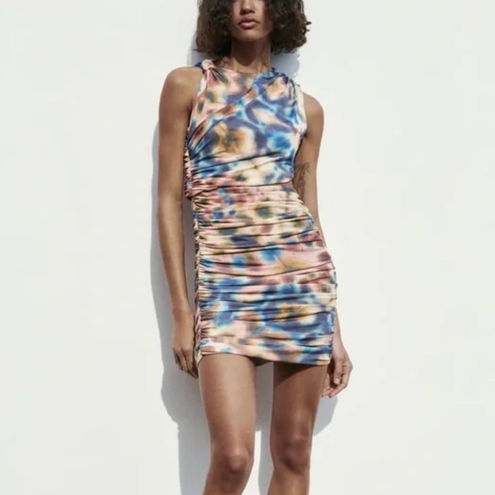 Zara- Multicolored Sleeveless Cutout Mini Dress